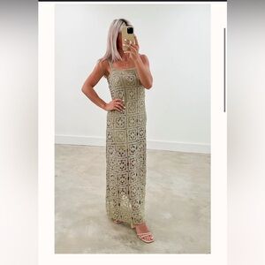 CK squared olive crochet dress